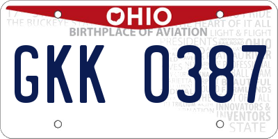 OH license plate GKK0387