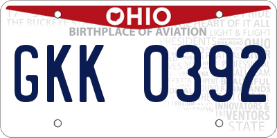 OH license plate GKK0392