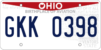 OH license plate GKK0398