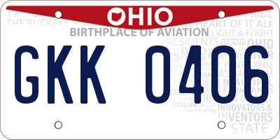OH license plate GKK0406