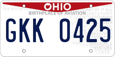 OH license plate GKK0425