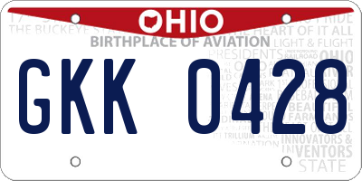 OH license plate GKK0428
