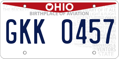 OH license plate GKK0457
