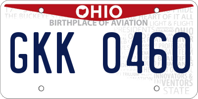 OH license plate GKK0460