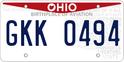 OH license plate GKK0494