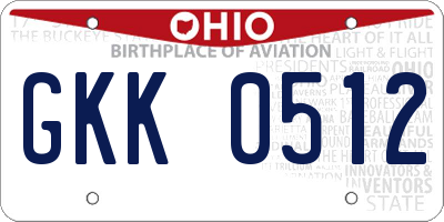 OH license plate GKK0512
