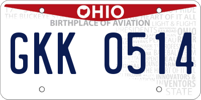 OH license plate GKK0514