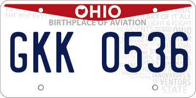OH license plate GKK0536