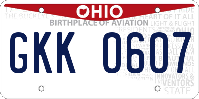 OH license plate GKK0607