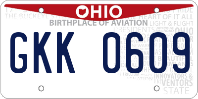 OH license plate GKK0609