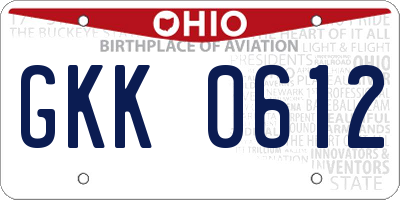 OH license plate GKK0612
