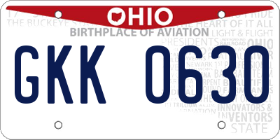 OH license plate GKK0630