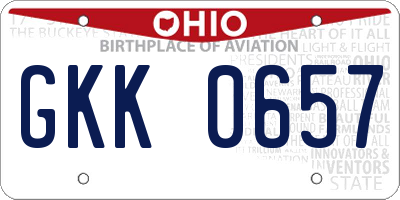 OH license plate GKK0657