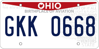OH license plate GKK0668