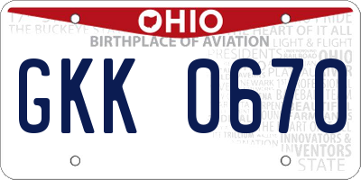 OH license plate GKK0670