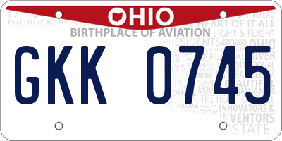 OH license plate GKK0745