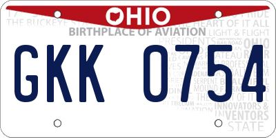 OH license plate GKK0754