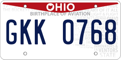 OH license plate GKK0768