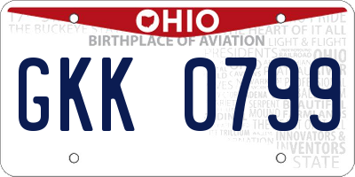 OH license plate GKK0799
