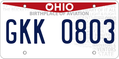 OH license plate GKK0803