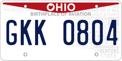 OH license plate GKK0804