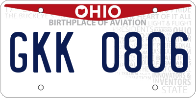 OH license plate GKK0806