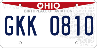 OH license plate GKK0810