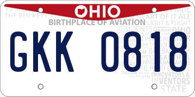 OH license plate GKK0818