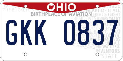 OH license plate GKK0837