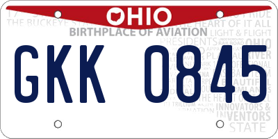 OH license plate GKK0845