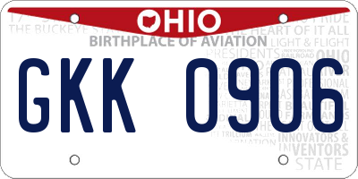 OH license plate GKK0906