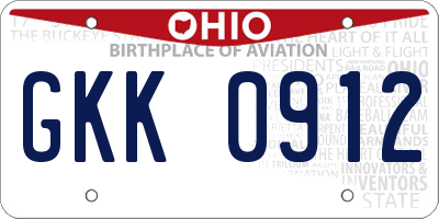 OH license plate GKK0912