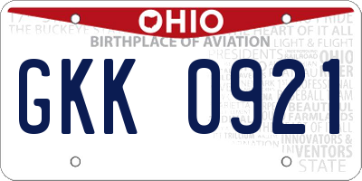 OH license plate GKK0921