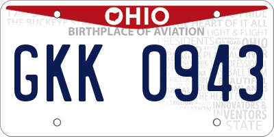 OH license plate GKK0943
