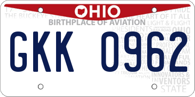 OH license plate GKK0962