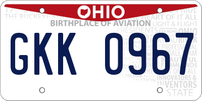 OH license plate GKK0967