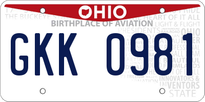 OH license plate GKK0981