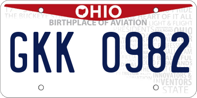 OH license plate GKK0982