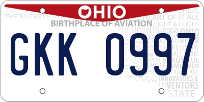 OH license plate GKK0997