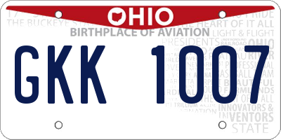 OH license plate GKK1007