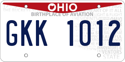 OH license plate GKK1012