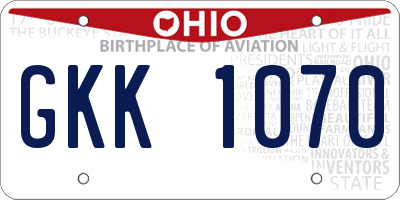 OH license plate GKK1070