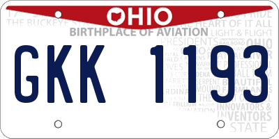 OH license plate GKK1193