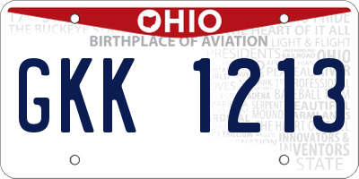 OH license plate GKK1213