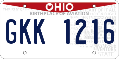 OH license plate GKK1216