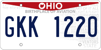 OH license plate GKK1220