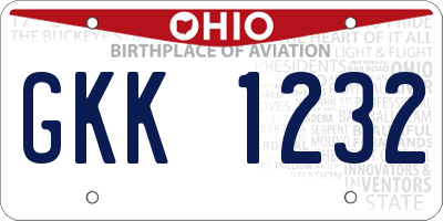 OH license plate GKK1232