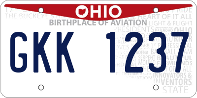 OH license plate GKK1237