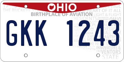 OH license plate GKK1243