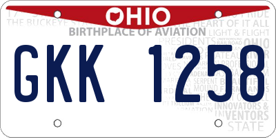 OH license plate GKK1258
